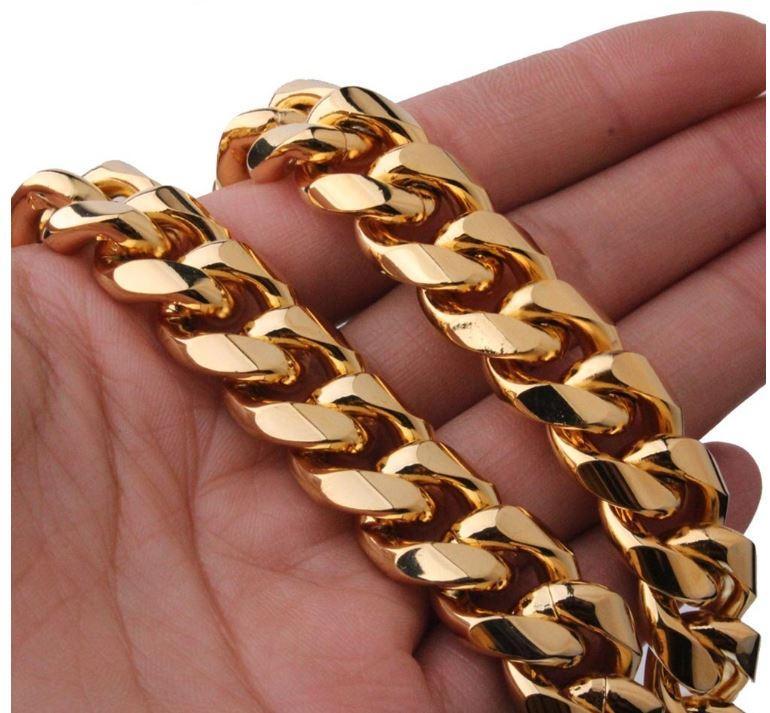 10mm Miami Cuban Link Chain Diamond Lock Necklace Jewelry Set - Gold Nation Store