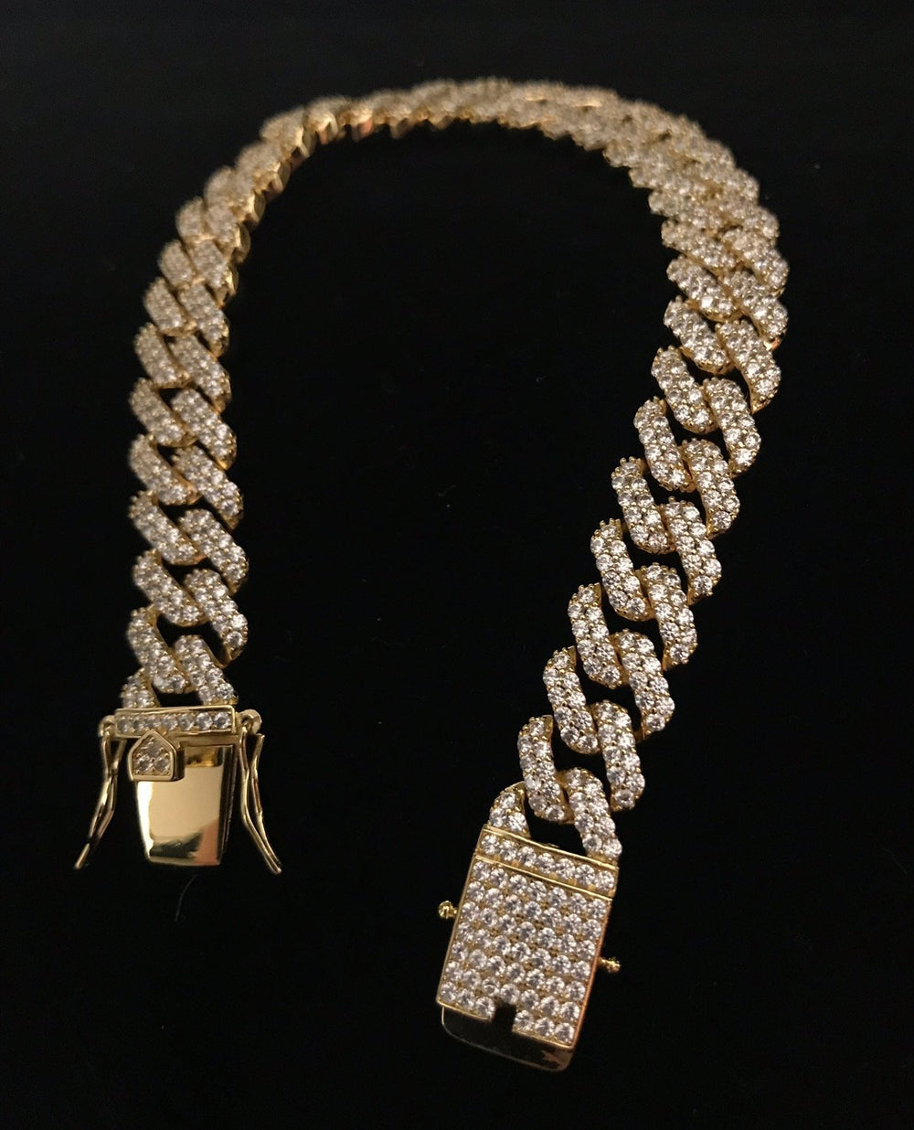 12mm Iced Diamond Prong Miami Cuban Bracelets - Gold Nation Store