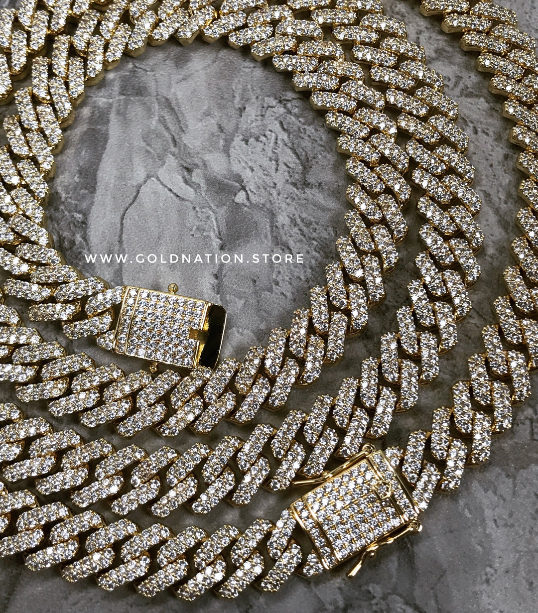 12mm Iced Diamond Prong Miami Cuban Bracelets - Gold Nation Store