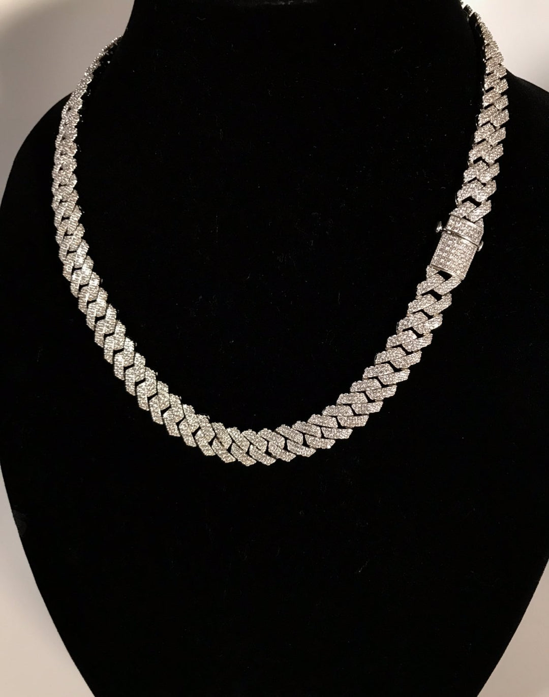 12mm Frosted Cuban Chain Necklaces White Gold - Gold Nation Store
