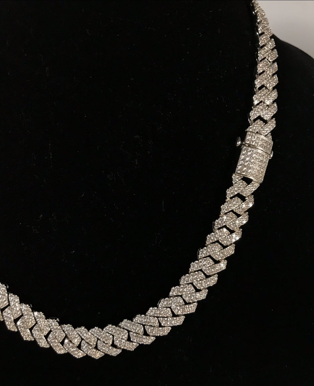 12mm Frosted Cuban Chain Necklaces White Gold - Gold Nation Store