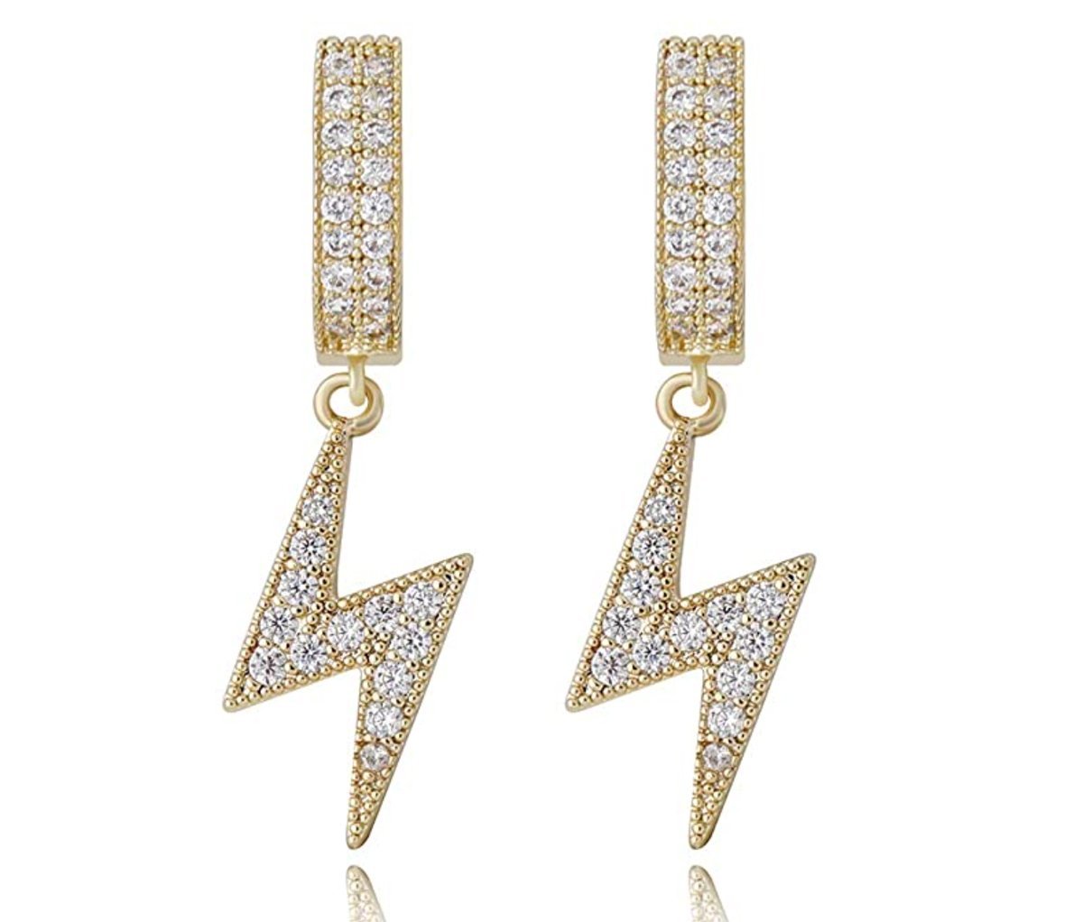 14K Gold Plated Lightning Bolt Earrings - Gold Nation Store