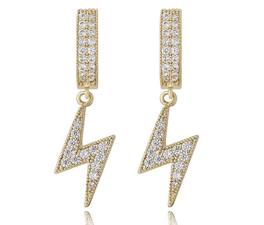 14K Gold Plated Lightning Bolt Earrings - Gold Nation Store