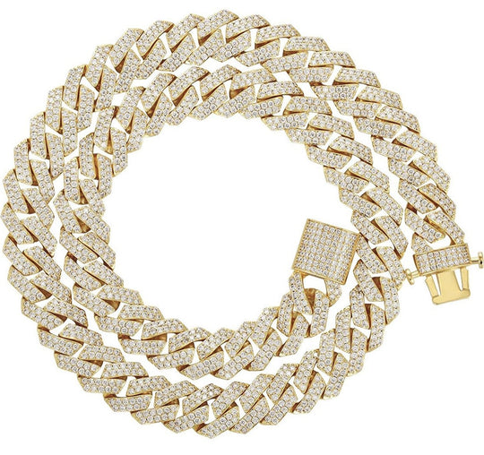 15mm Diamond Prong Link Choker 14k Gold Necklaces - Gold Nation Store