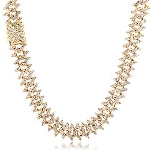 15mm Iced Diamond Spike Miami Cuban Chain Necklaces - Gold Nation Store