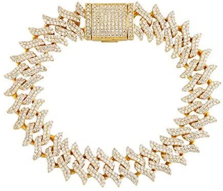 15mm Iced Diamond Spike Miami Cuban Chain Necklaces - Gold Nation Store
