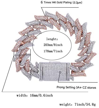 16mm Diamond Spiked Miami Cuban Bracelets - Gold Nation Store