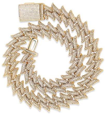 16mm Spiked Miami Cuban Diamond Chain Necklaces - Gold Nation Store