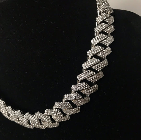 19mm Diamond Prong Link Choker Necklaces - Gold Nation Store