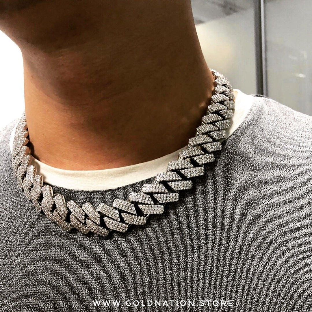 19mm Diamond Prong Link Choker Necklaces - Gold Nation Store
