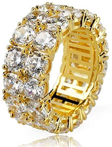 2-Rows Iced Classic Rings - Gold Nation Store