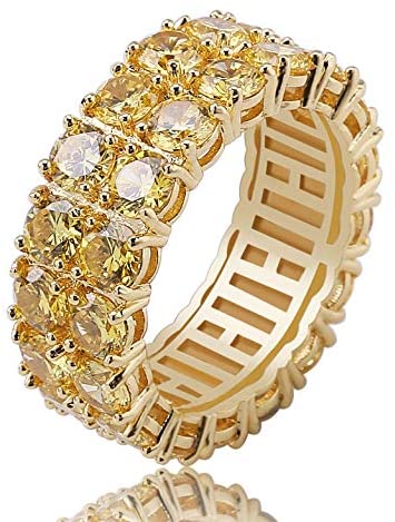 2-Rows Iced Classic Rings - Gold Nation Store
