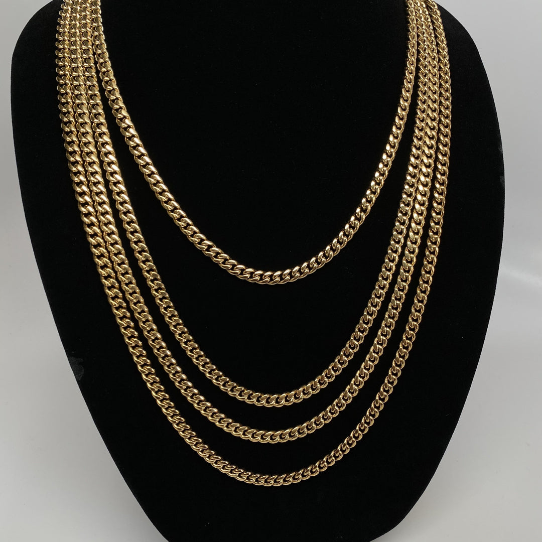 6mm Miami Cuban Link Box Lock Necklaces Jewelry Set - Gold Nation Store