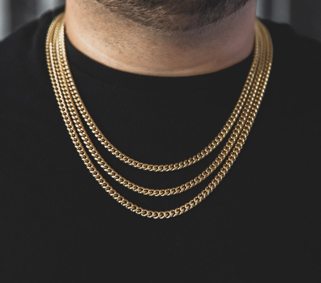 6mm Miami Cuban Link Box Lock Necklaces Jewelry Set - Gold Nation Store