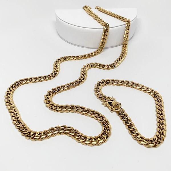 8mm Miami Cuban Link Box Lock Necklace Jewelry Set - Gold Nation Store