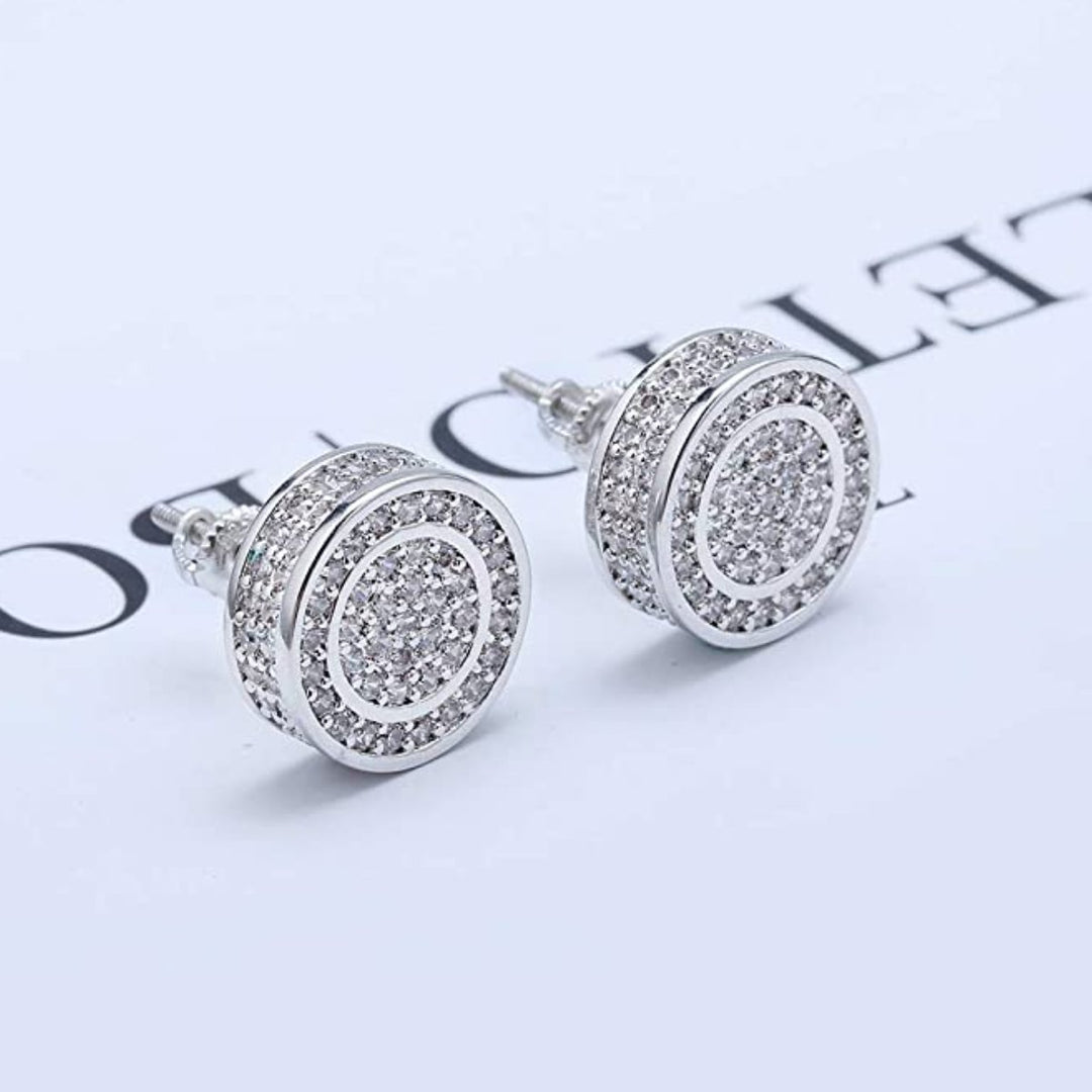 925 Sterling Silver CZ Hypoallergenic Round Earrings - Gold Nation Store