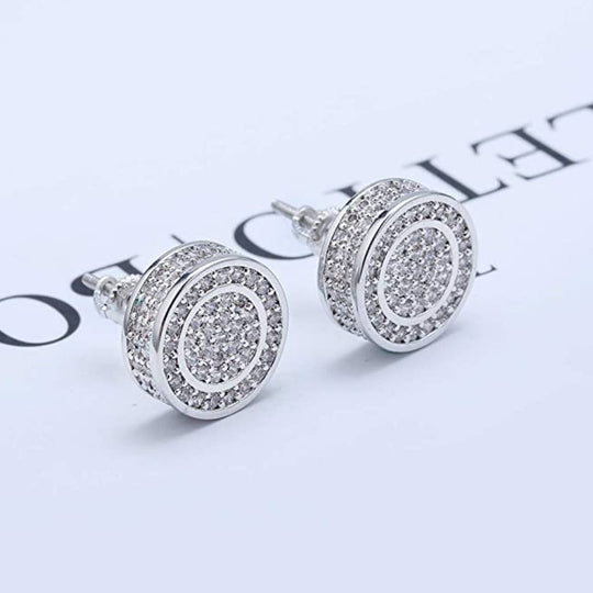 925 Sterling Silver CZ Hypoallergenic Round Earrings - Gold Nation Store