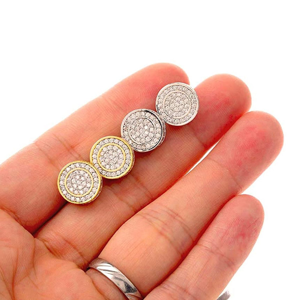 925 Sterling Silver CZ Hypoallergenic Round Earrings - Gold Nation Store