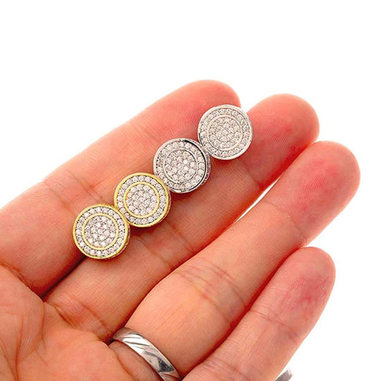 925 Sterling Silver CZ Hypoallergenic Round Earrings - Gold Nation Store