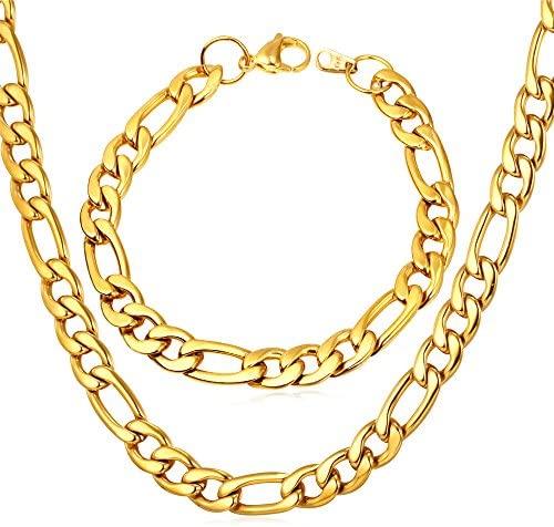 3mm-12mm Figaro - 18K Gold Plated Italian Style Necklace Figaro Jewelry Set - Gold Nation Store