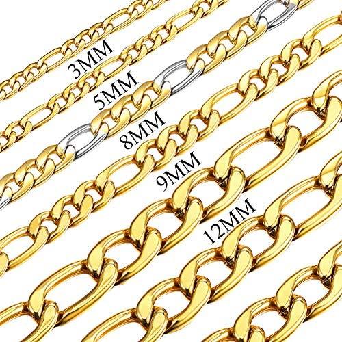 3mm-12mm Figaro - 18K Gold Plated Italian Style Necklace Figaro Jewelry Set - Gold Nation Store