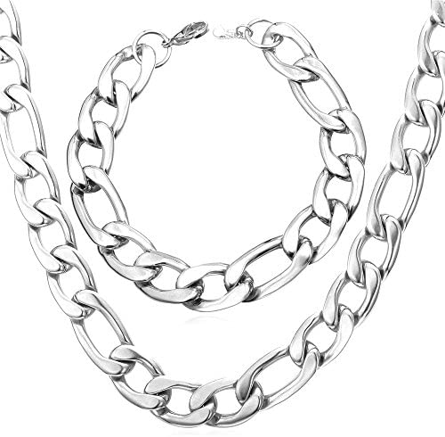 3mm-12mm Figaro - 18K Gold Plated Italian Style Necklace Figaro Jewelry Set - Gold Nation Store