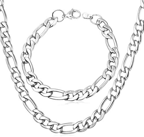 3mm-12mm Figaro - 18K Gold Plated Italian Style Necklace Figaro Jewelry Set - Gold Nation Store