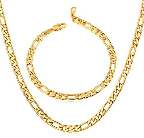 3mm-12mm Figaro - 18K Gold Plated Italian Style Necklace Figaro Jewelry Set - Gold Nation Store
