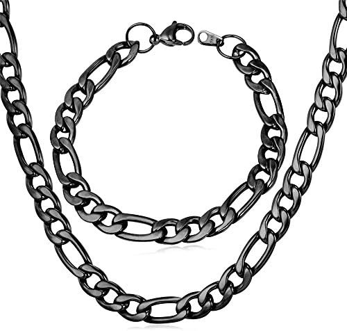 3mm-12mm Figaro - 18K Gold Plated Italian Style Necklace Figaro Jewelry Set - Gold Nation Store