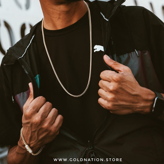 4mm Franco Snake Chain Necklace Jewelry Set (Diamond Lock) - Gold Nation Store