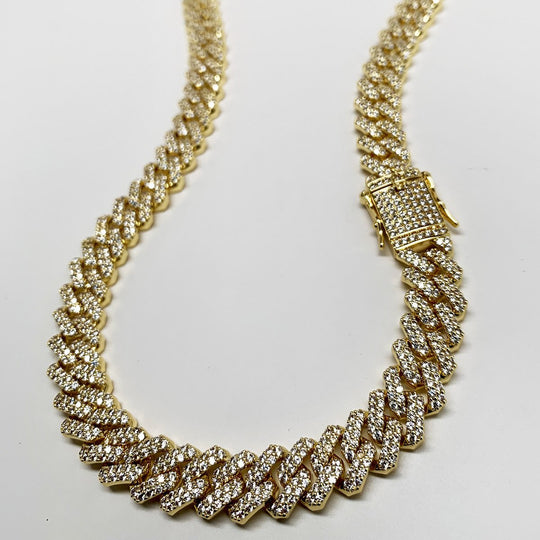 12mm Frosted Cuban Chain - Women Necklaces - Gold Nation Store