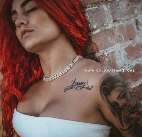 12mm Frosted Cuban Chain - Women Necklaces - Gold Nation Store