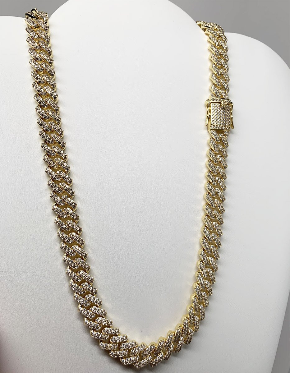 12mm Frosted Cuban Chain - Women Necklaces - Gold Nation Store