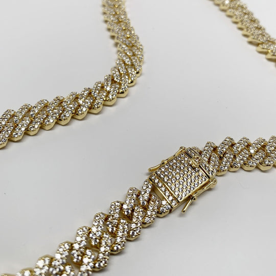 12mm Frosted Cuban Chain - Women Necklaces - Gold Nation Store