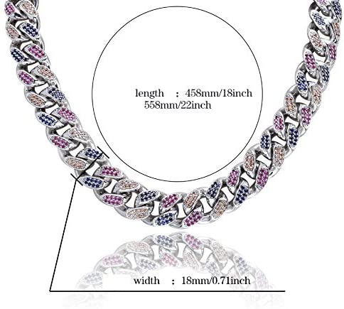 14mm - 18mm Frosted Miami Rainbow Cuban Chain Necklaces - Gold Nation Store