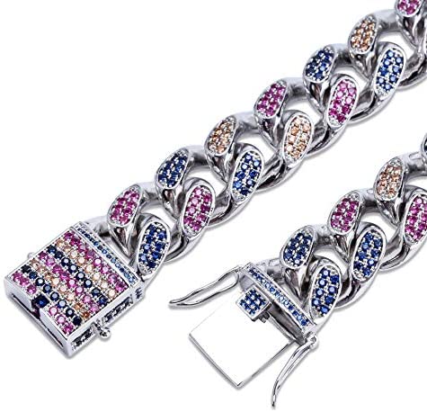 14mm - 18mm Frosted Miami Rainbow Cuban Chain Necklaces - Gold Nation Store