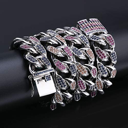 14mm - 18mm Frosted Miami Rainbow Cuban Chain Necklaces - Gold Nation Store