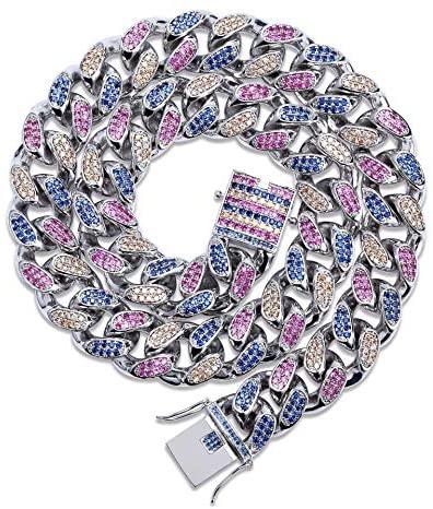 14mm - 18mm Frosted Miami Rainbow Cuban Chain Necklaces - Gold Nation Store