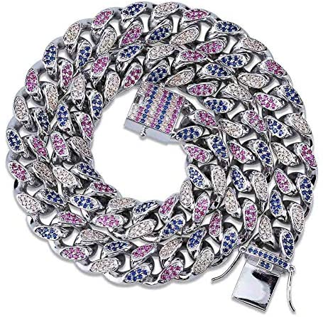 14mm - 18mm Frosted Miami Rainbow Cuban Chain Necklaces - Gold Nation Store