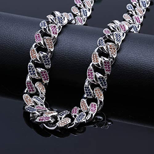 14mm - 18mm Frosted Miami Rainbow Cuban Chain Necklaces - Gold Nation Store