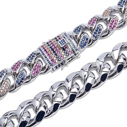 14mm - 18mm Frosted Miami Rainbow Cuban Chain Necklaces - Gold Nation Store