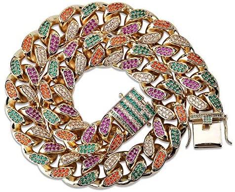 14mm - 18mm Frosted Miami Rainbow Cuban Chain Necklaces - Gold Nation Store