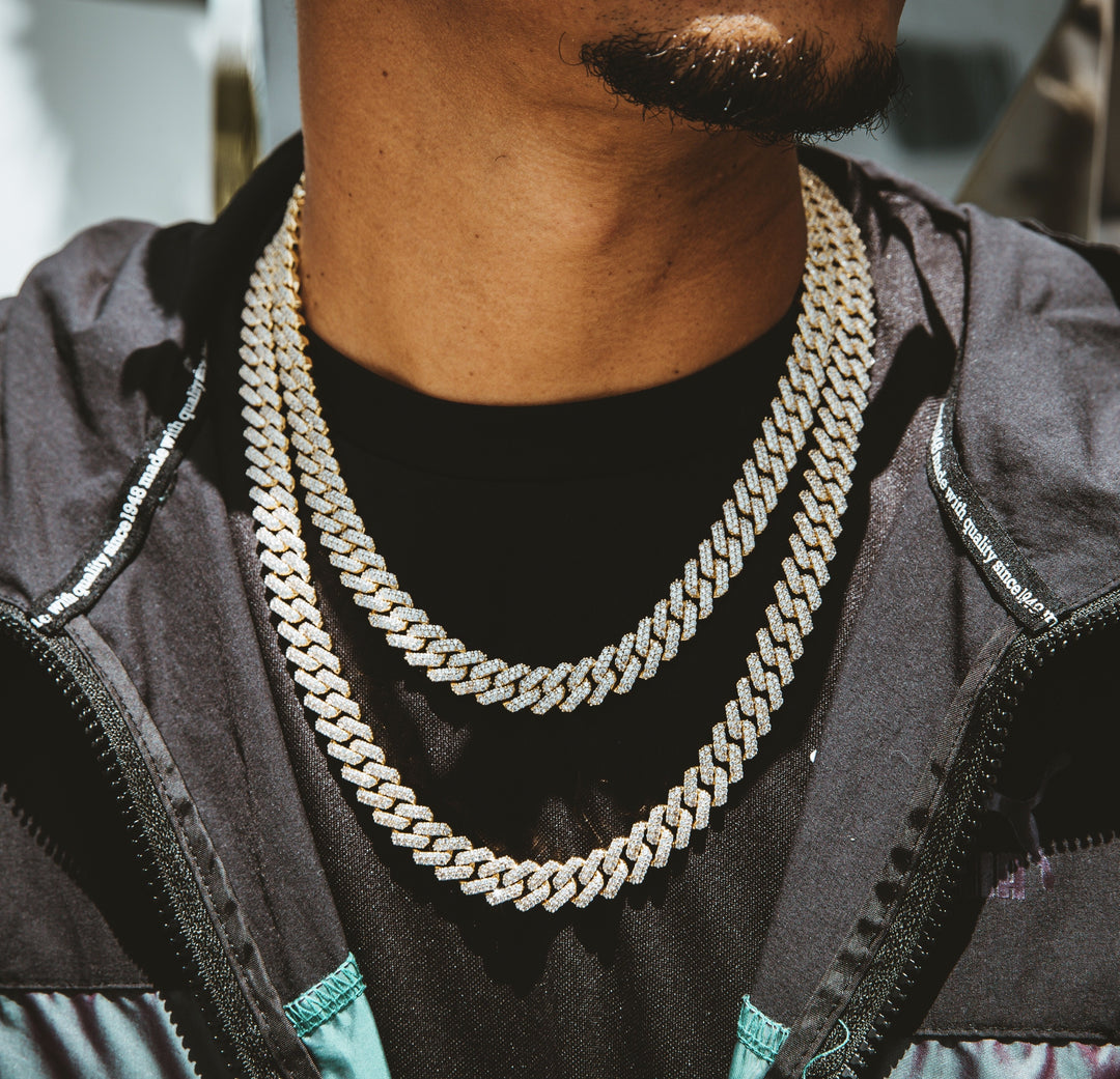 12mm Iced Cuban Chain Necklace Jewelry Sets - Gold Nation Store