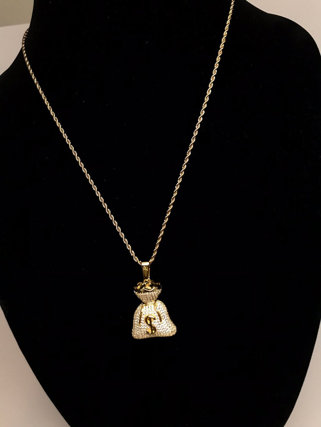 Iced Money Bag Pendants - Gold Nation Store
