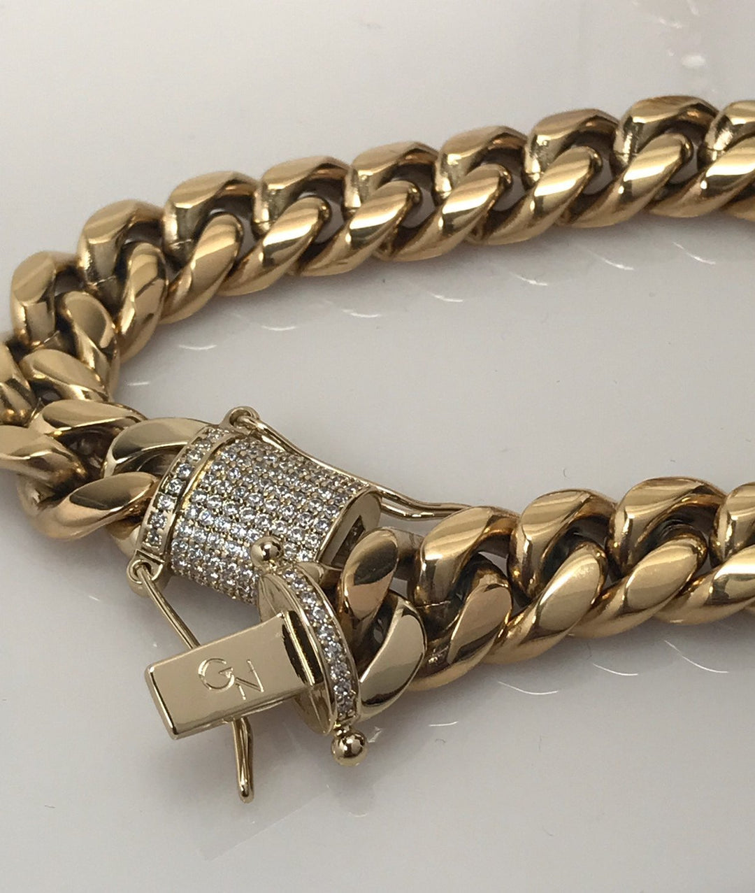 12mm Miami Cuban Bracelet Diamond Lock - Gold Nation Store