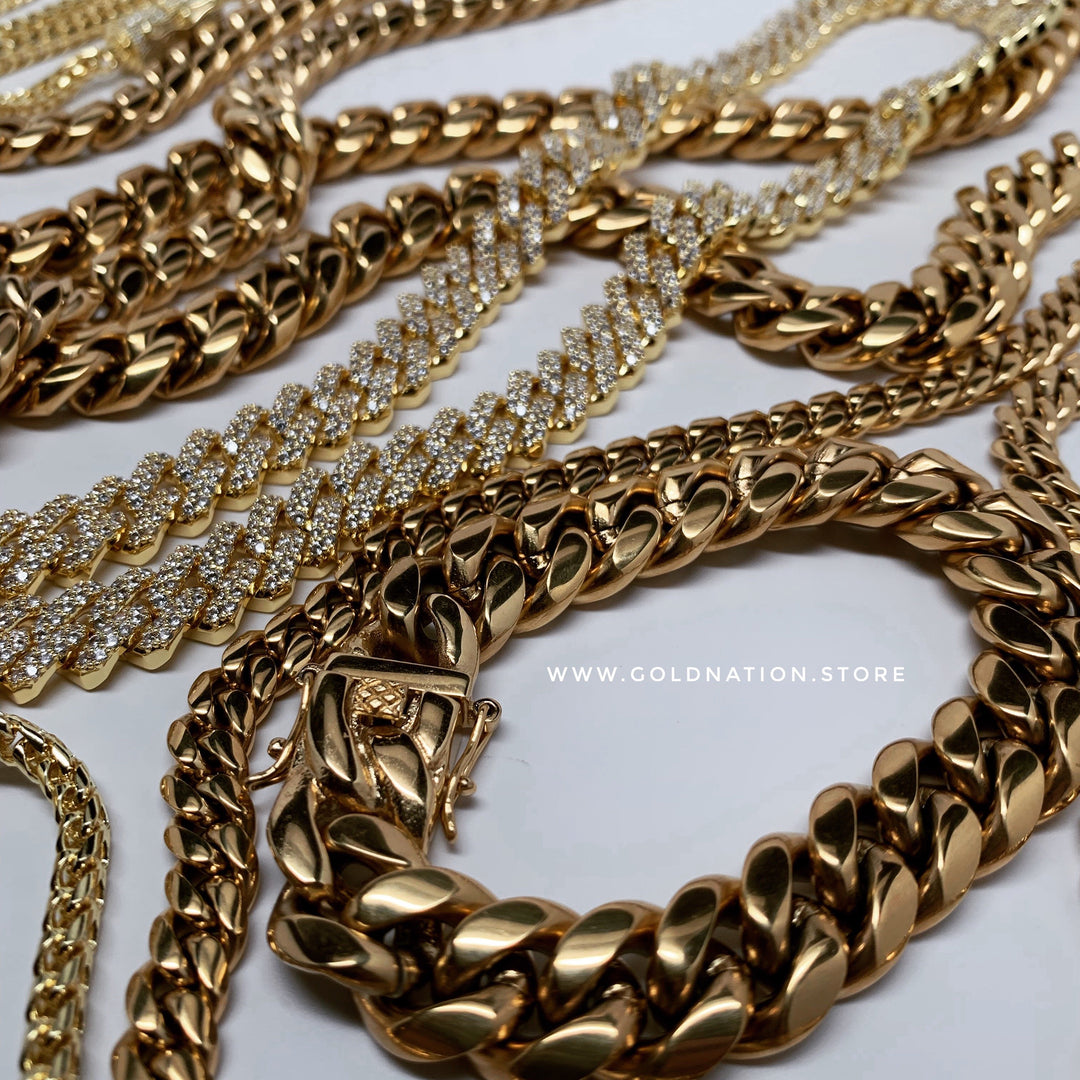 14mm Miami Cuban Box Lock Bracelets - Gold Nation Store