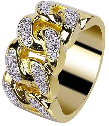 Miami Cuban CZ Stones Rhodium Rings - Gold Nation Store