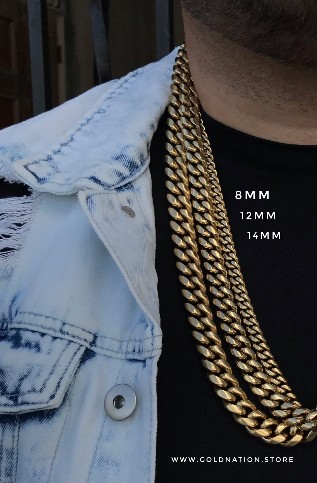 12mm Miami Cuban Link Box Lock Necklaces Jewelry Set - Gold Nation Store