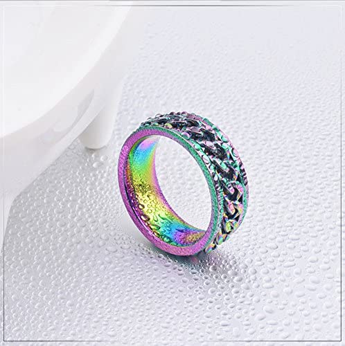 Rainbow Spinner Cuban Link Rings - Gold Nation Store