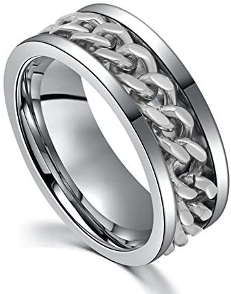 Rainbow Spinner Cuban Link Rings - Gold Nation Store